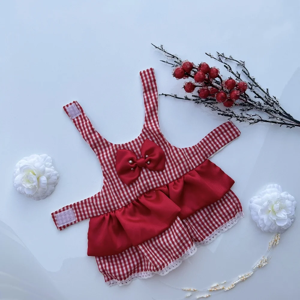 Red plaid dress for pet